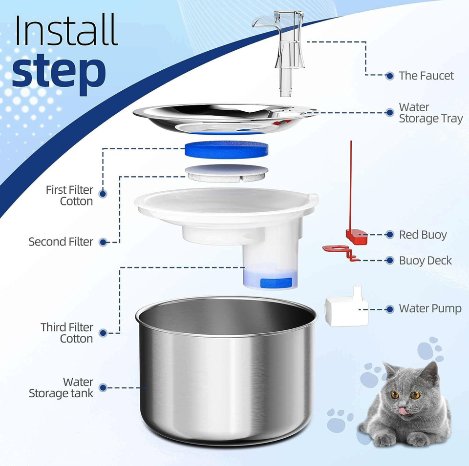 The Quietest Pet Drink! 💧🤫 | 2.2L Stainless Steel Cat Fountain